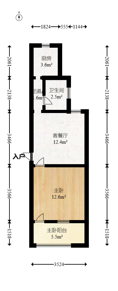 老鸦冲社区  1室1厅1卫   34.00万室内图1