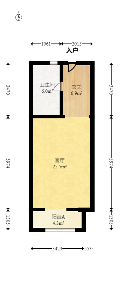 环亚高铁芯城  1室1厅1卫   52.00万室内图1