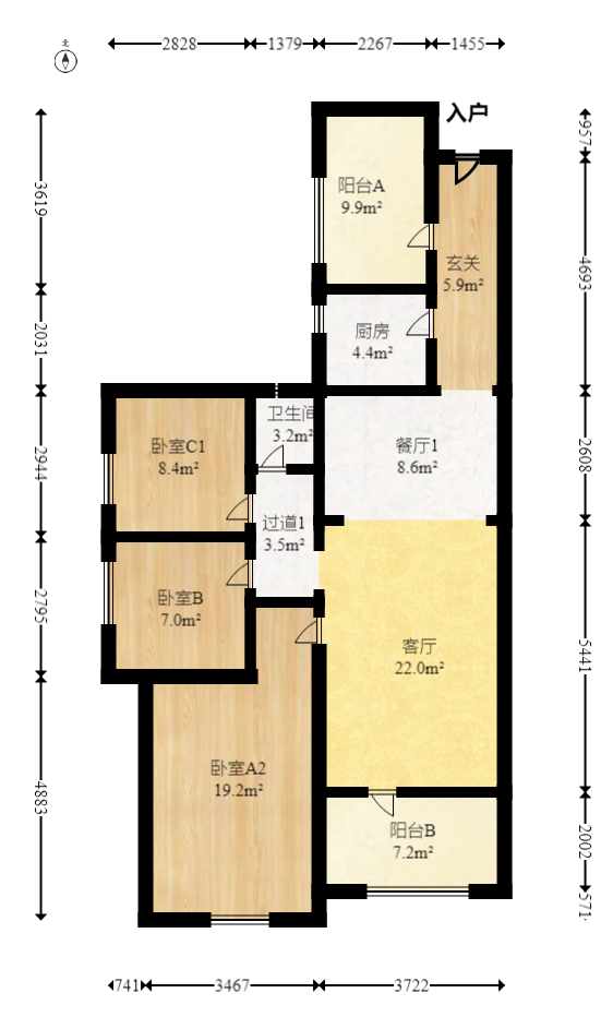 香樟兰亭（朗峰苑）  4室2厅2卫   103.50万室内图1