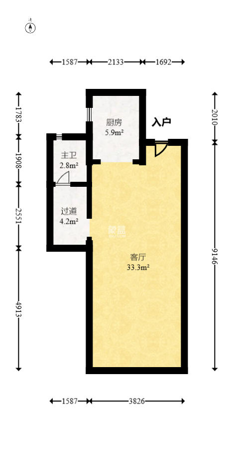 荣盛花语城  3室2厅2卫   140.00万室内图1
