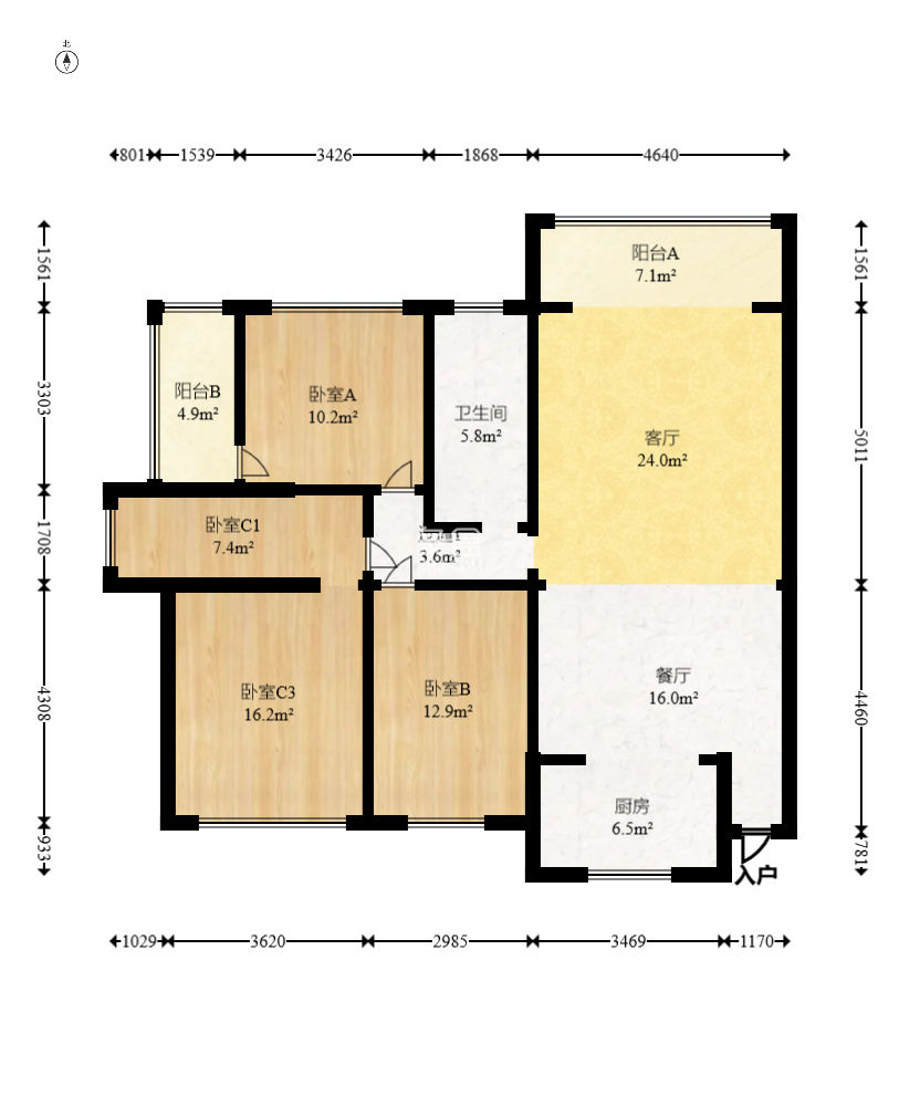 美林景园  3室2厅2卫   116.00万
