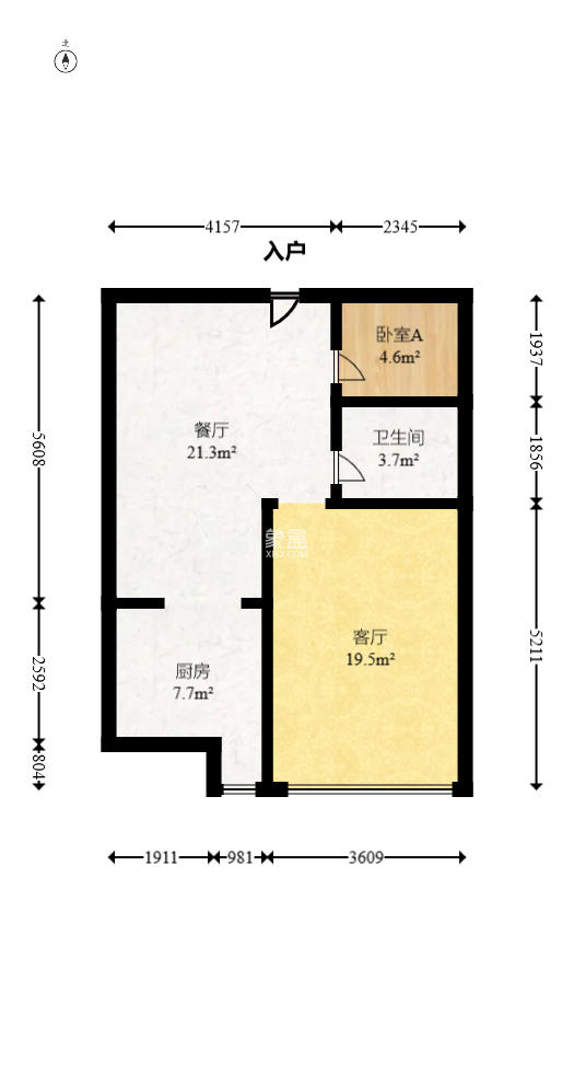 京武浪琴山三期（京武中心）  3室1厅1卫   135.00万室内图1
