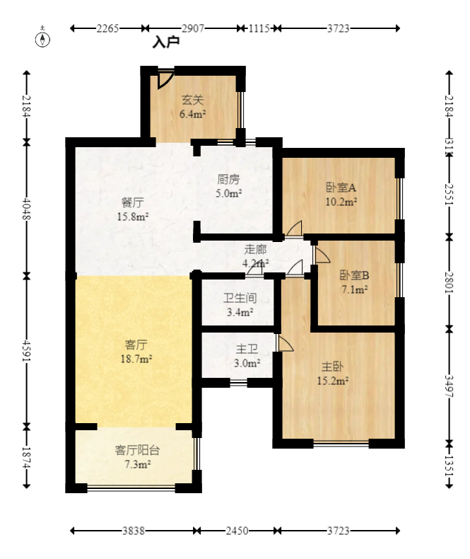 中建芙蓉嘉苑  3室2厅1卫   92.00万室内图1