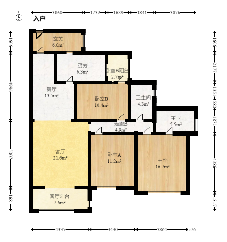 金房奧斯卡  3室2廳2衛(wèi)    107.5萬室內(nèi)圖1