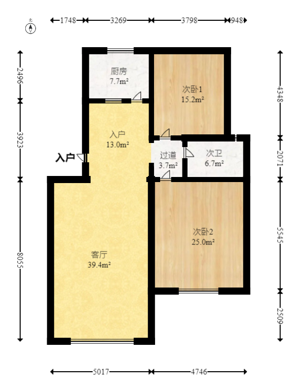 丽江翠园  2室2厅1卫   75.00万室内图1