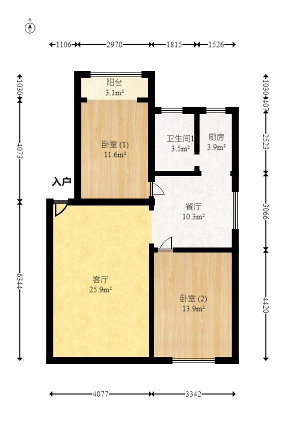 咸嘉新村嘉兴苑  2室2厅1卫   87.00万室内图1