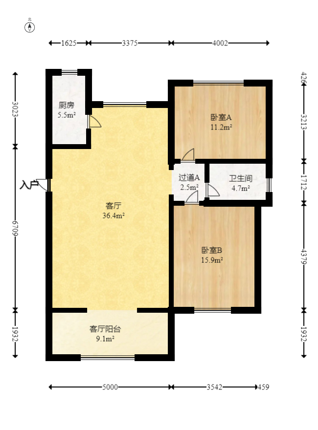 普瑞斯堡 2室2厅1卫 62.5万 普瑞斯堡 2室2厅1卫 62.5万户型图