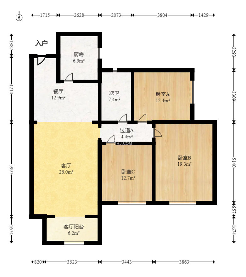 新城国际花都  3室2厅1卫    72.5万