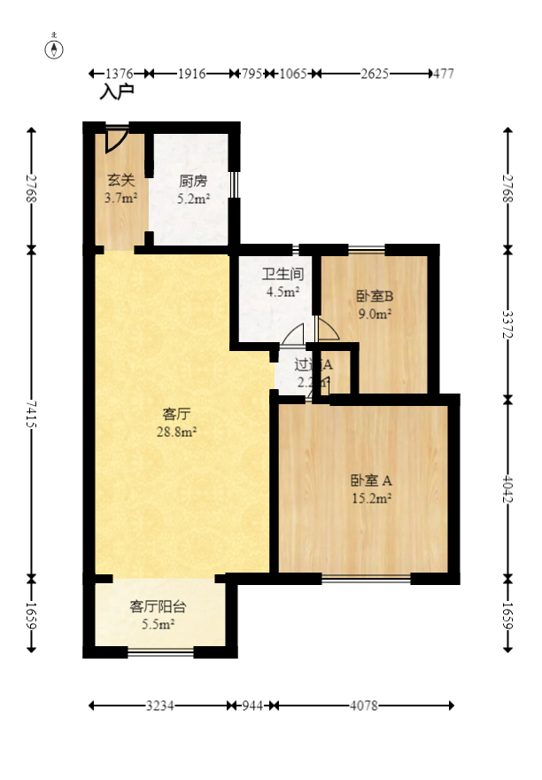 嘉宇银杉（嘉宇西苑）  2室2厅1卫   75.00万室内图1