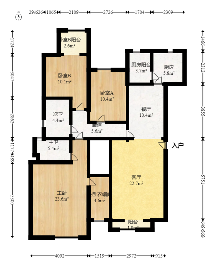 米兰春天 3室2厅2卫 69.8万 米兰春天 3室2厅2卫 69.8万户型图