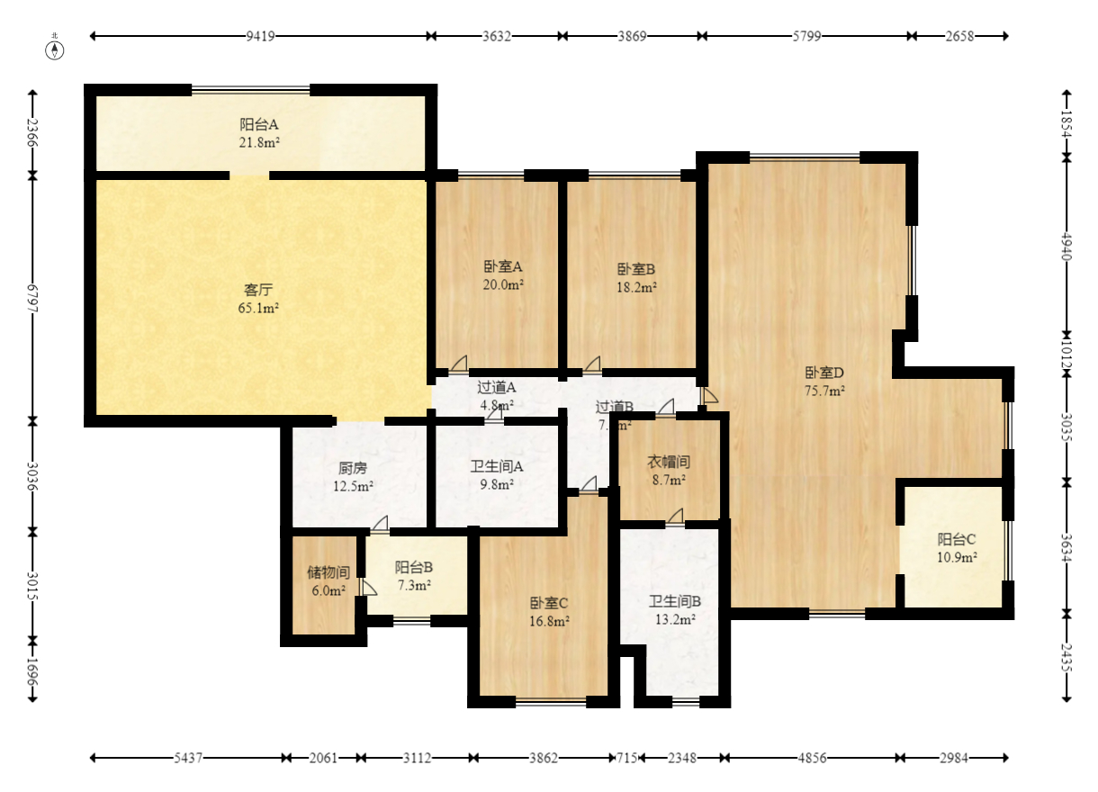 恒大雅苑 4室2厅3卫 225.0万 恒大雅苑 4室2厅3卫 225.0万户型图
