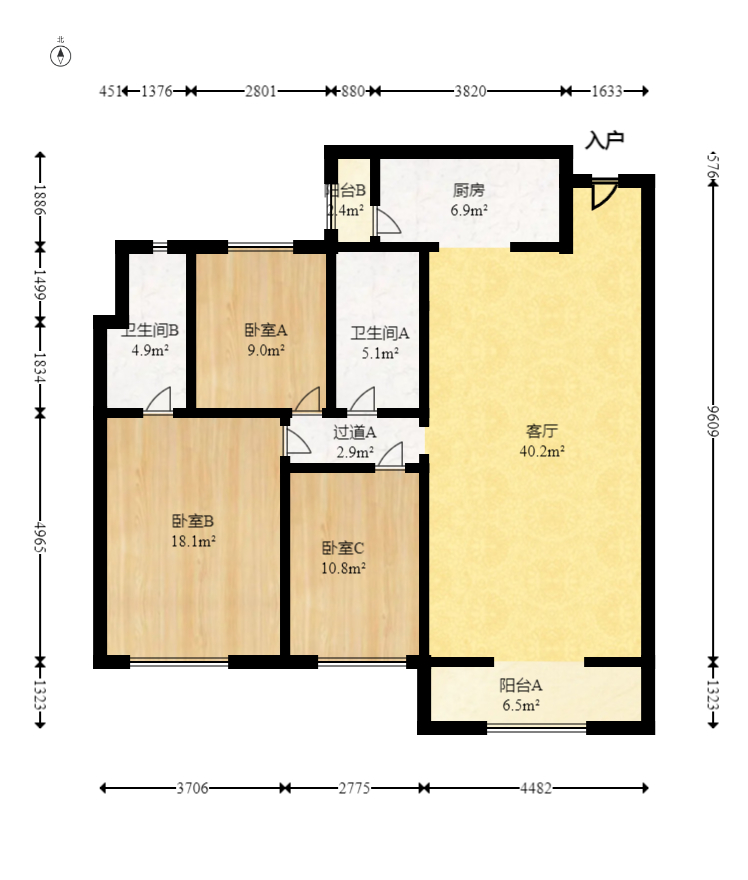 碧桂园南城首府（东宸林海）  3室2厅2卫   100.00万室内图1