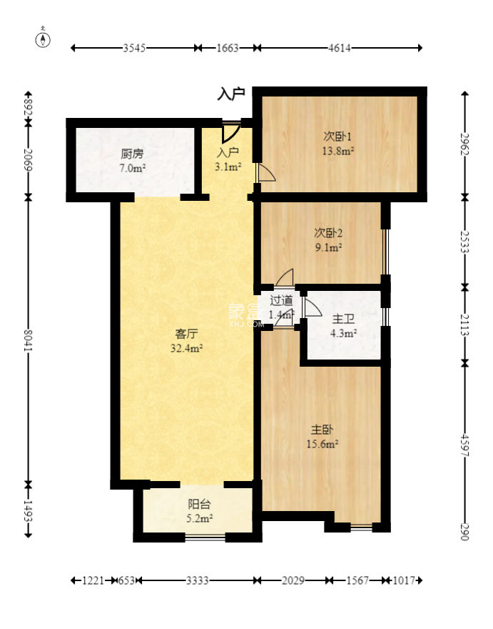 北辰三角洲C3区  3室2厅1卫    148.0万