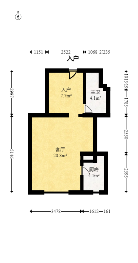 湖湾世景 1室1厅1卫 28.8万 湖湾世景 1室1厅1卫 28.8万户型图