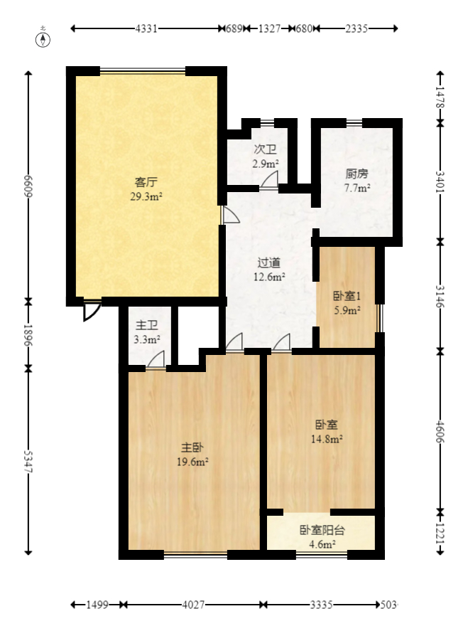 芙蓉苑  2室2厅1卫   88.00万室内图1