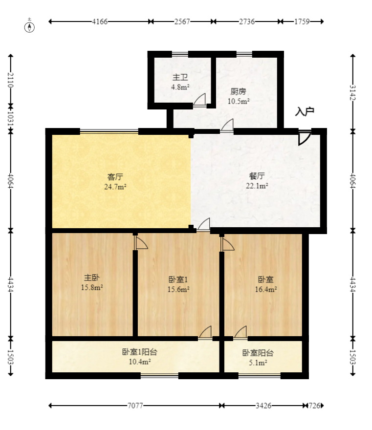 五里牌土蓄公司宿舍  3室2厅1卫    64.0万室内图1