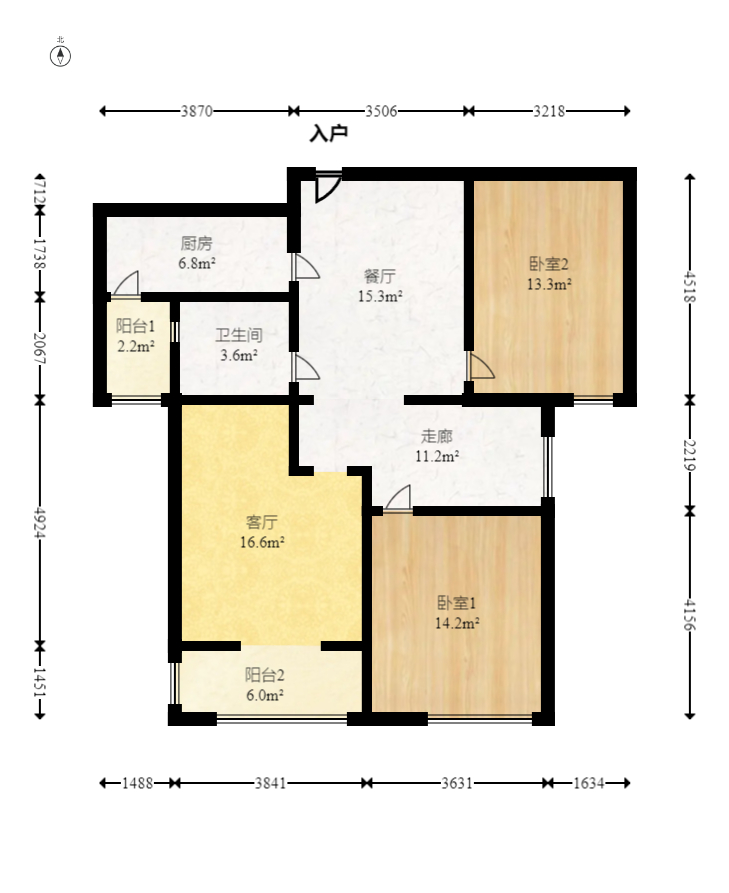 青园 3室2厅1卫 86.0万 青园 3室2厅1卫 86.0万户型图