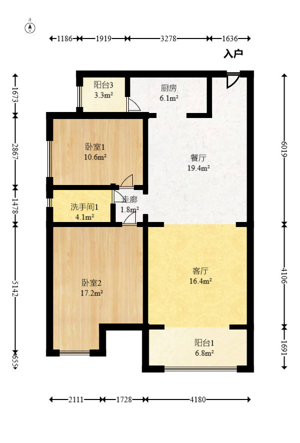 新盛珑璟台  2室2厅1卫   79.80万室内图1