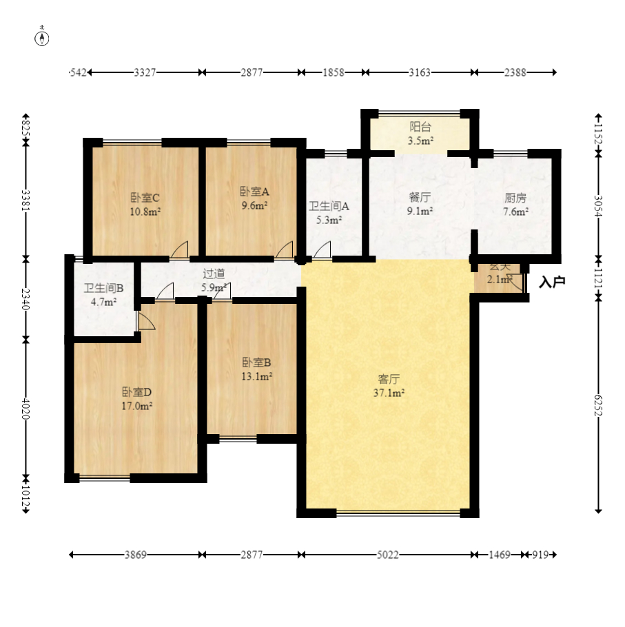 五矿沁园金城(春和景园) 4室2厅2卫 185.0万 五矿沁园金城(春和景园) 4室2厅2卫 185.0万户型图