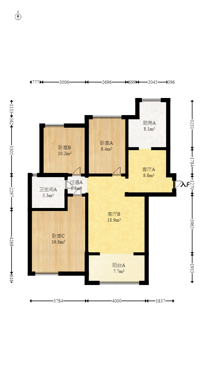 五礦萬境水岸一期（萬境水岸嘉苑）  3室2廳1衛(wèi)    129.5萬室內(nèi)圖1