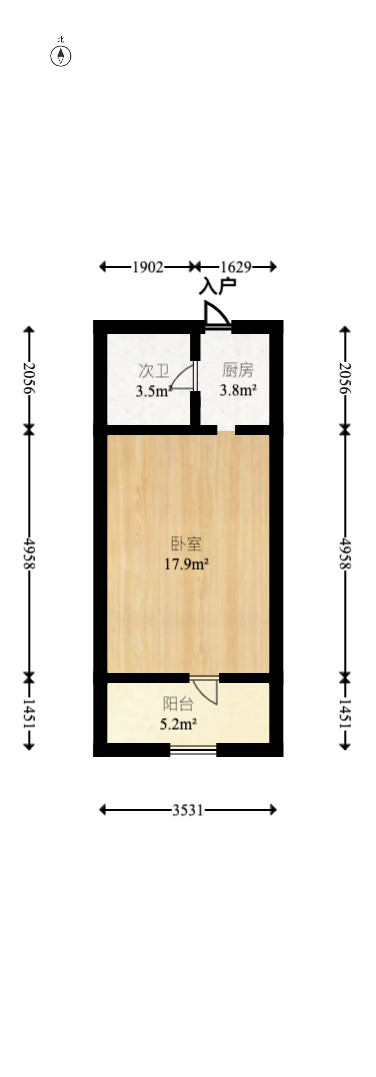 万科城市花园  1室1厅1卫   29.00万室内图1