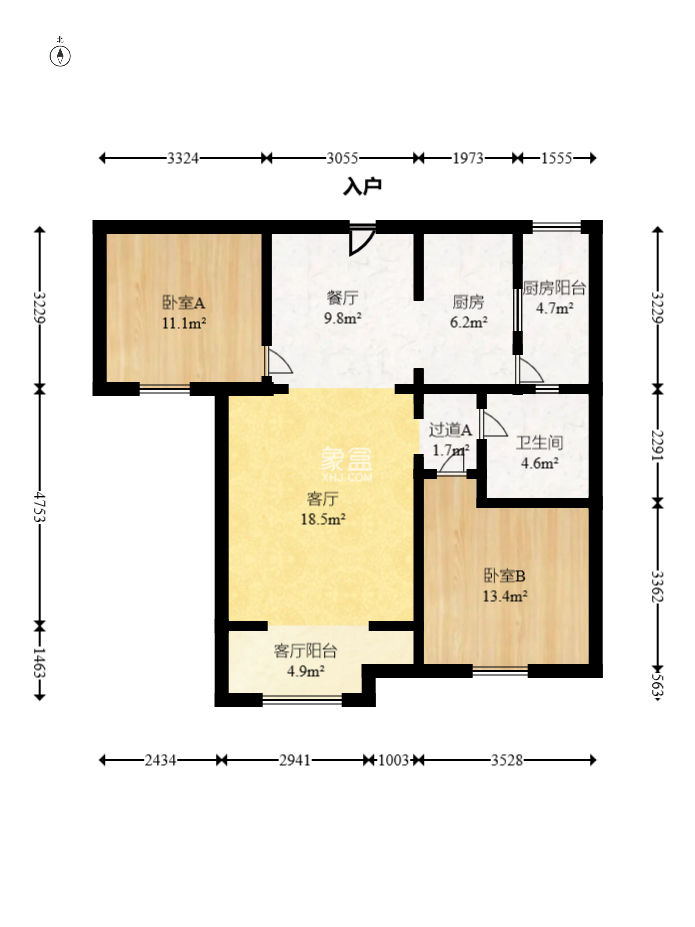 光明E城  2室2厅1卫   88.80万
