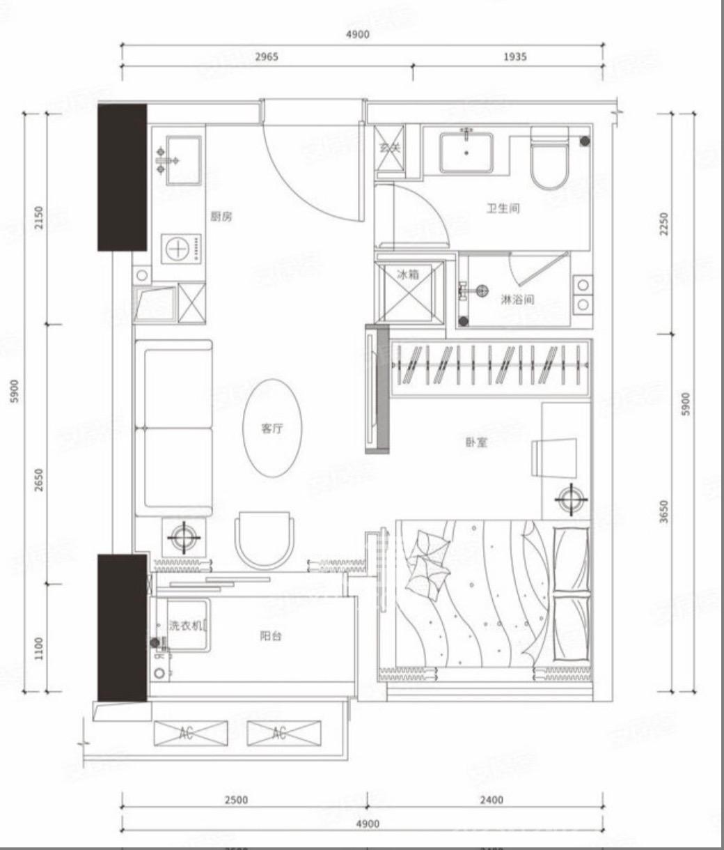 龙塘安置区（龙塘小区）  1室1厅1卫   750.00元/月室内图