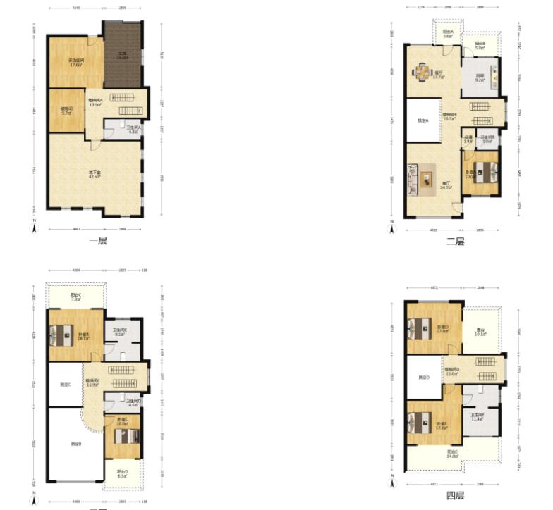 山水洲城华晨第一城  5室4厅4卫   380.00万室内图1