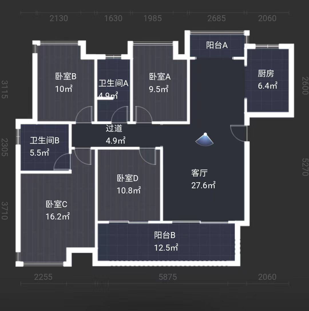 长房湘江府  4室2厅2卫   121.00万