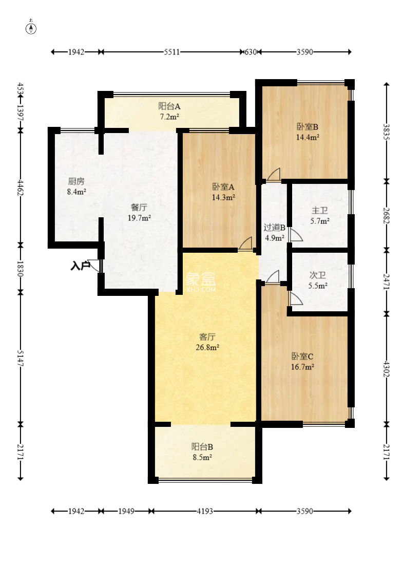 明昇壹城（明昇时代广场）一期  3室2厅2卫    130.0万