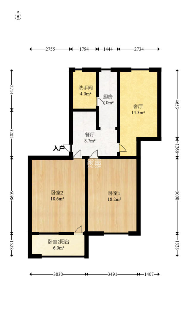 赤岗小区（一二三片）  3室2厅1卫   45.80万室内图1
