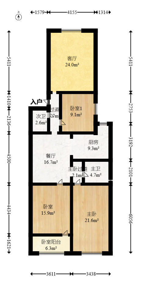 和光公寓  3室2厅2卫    79.88万室内图1
