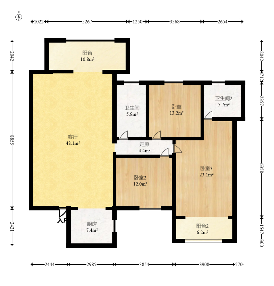 星城国际 3室2厅1卫 61.8万 星城国际 3室2厅1卫 61.8万户型图