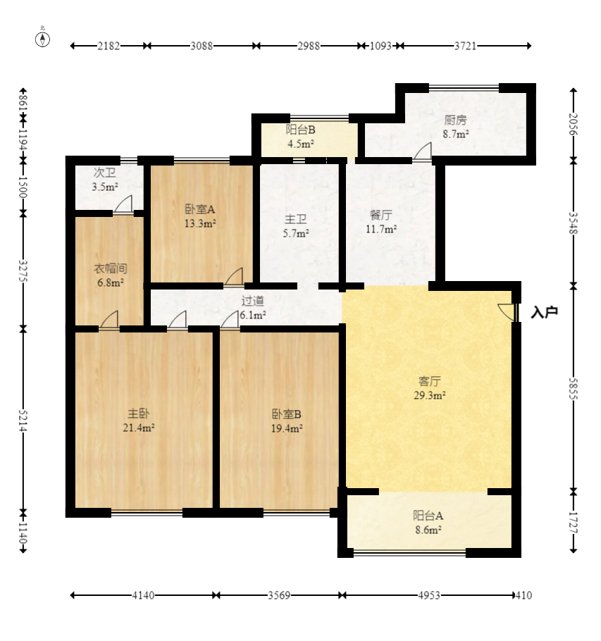 新华都万家城  3室2厅2卫   136.00万室内图1