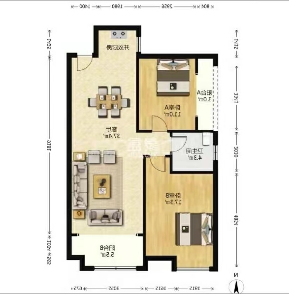 红盾雅园  2室2厅1卫   37.00万