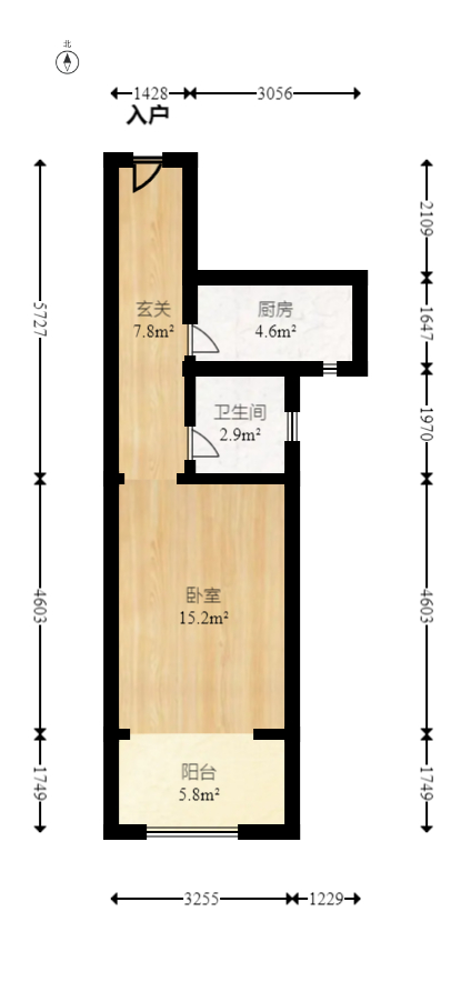 上园商住小区  1室1厅1卫   49.80万室内图1