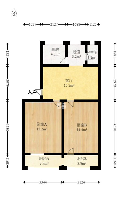 东风二村法院宿舍  2室2厅1卫   51.00万