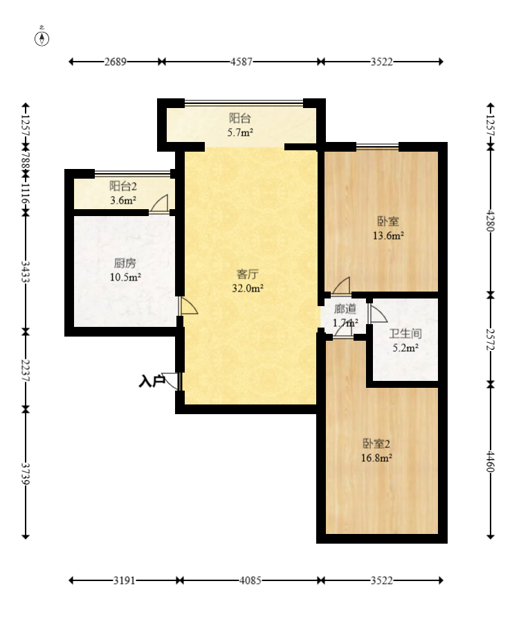 联美品格 2室2厅1卫 59.0万 联美品格 2室2厅1卫 59.0万户型图