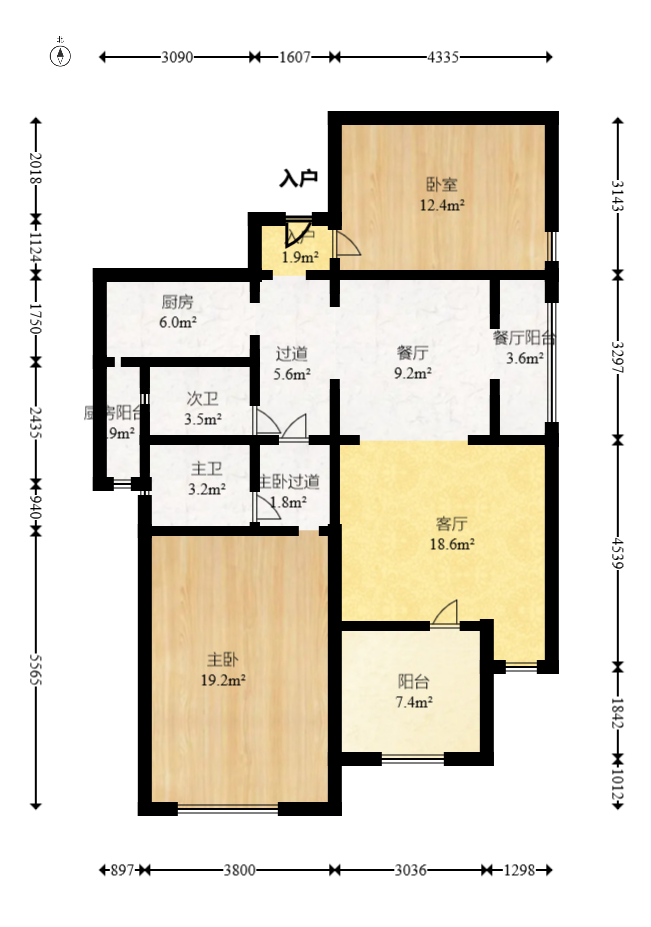 鑫科明珠  3室2厅2卫   99.80万室内图1