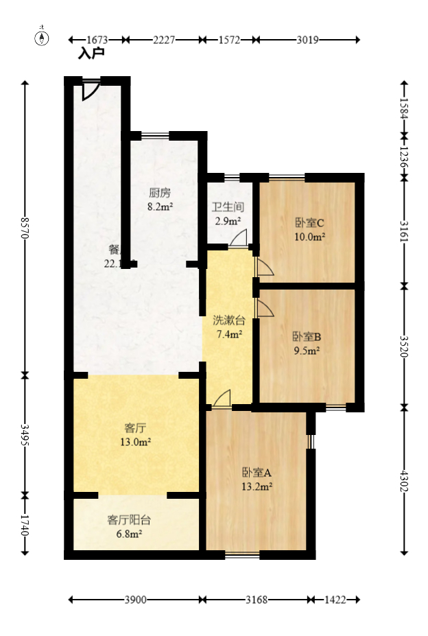 大唐印象二期御府  3室2廳2衛(wèi)    135.0萬(wàn)室內(nèi)圖1