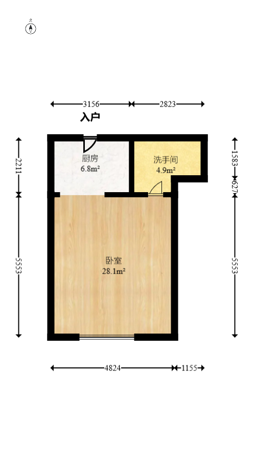 汇富中心  1室1厅1卫   39.00万室内图1