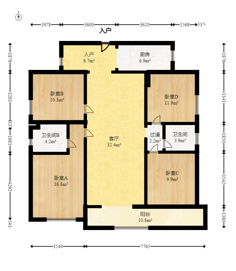 中建梅溪湖中心  4室2厅2卫   277.00万室内图1