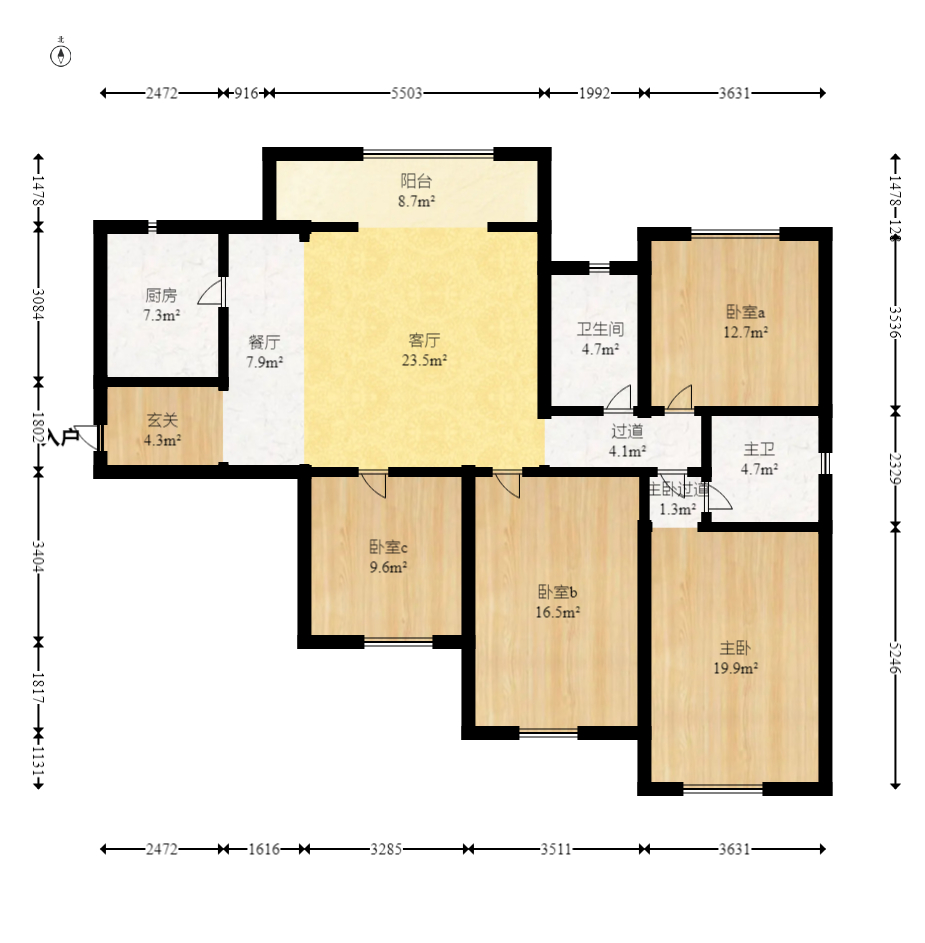 中粮鸿云  4室2厅2卫   110.00万室内图1