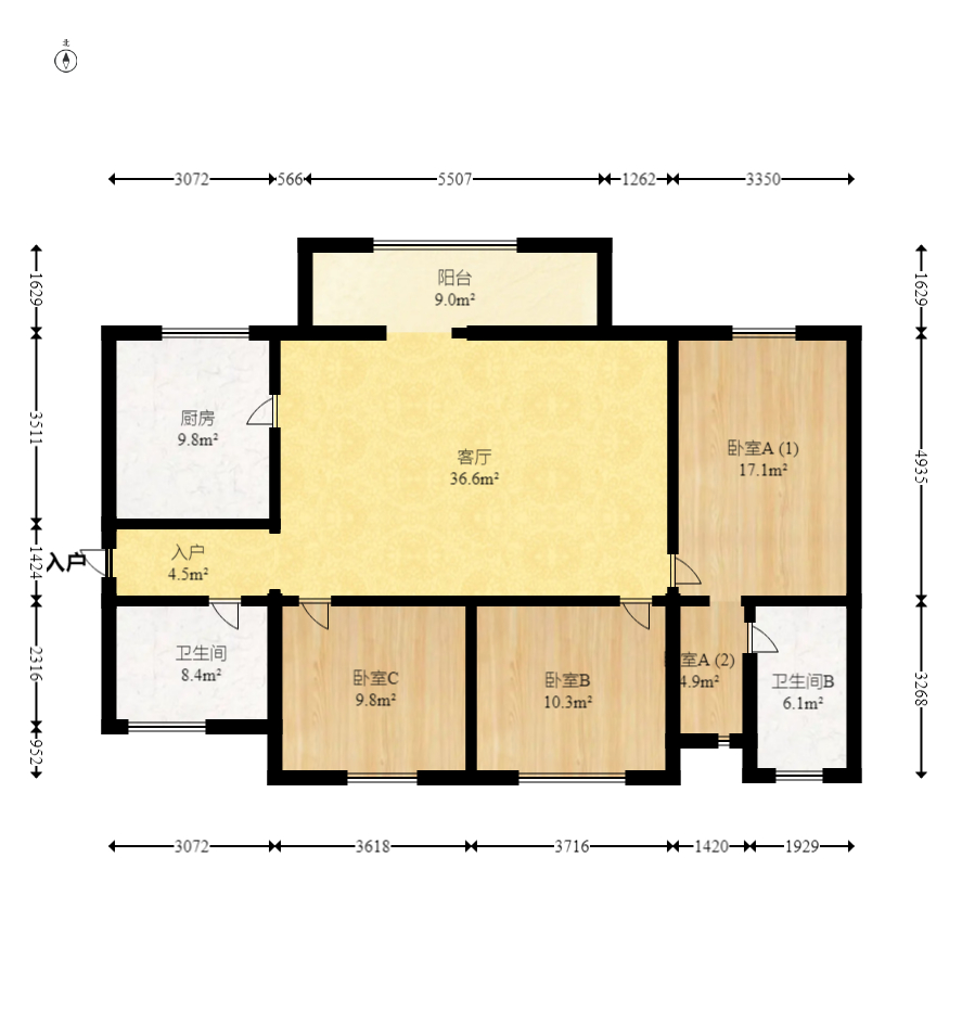 万科里梅溪郡  3室2厅2卫    272.8万 万科里梅溪郡  3室2厅2卫    272.8万户型图