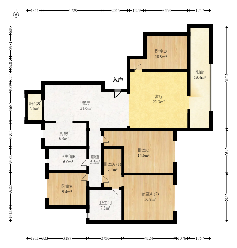 华润琨瑜府  4室2厅2卫    235.0万室内图1