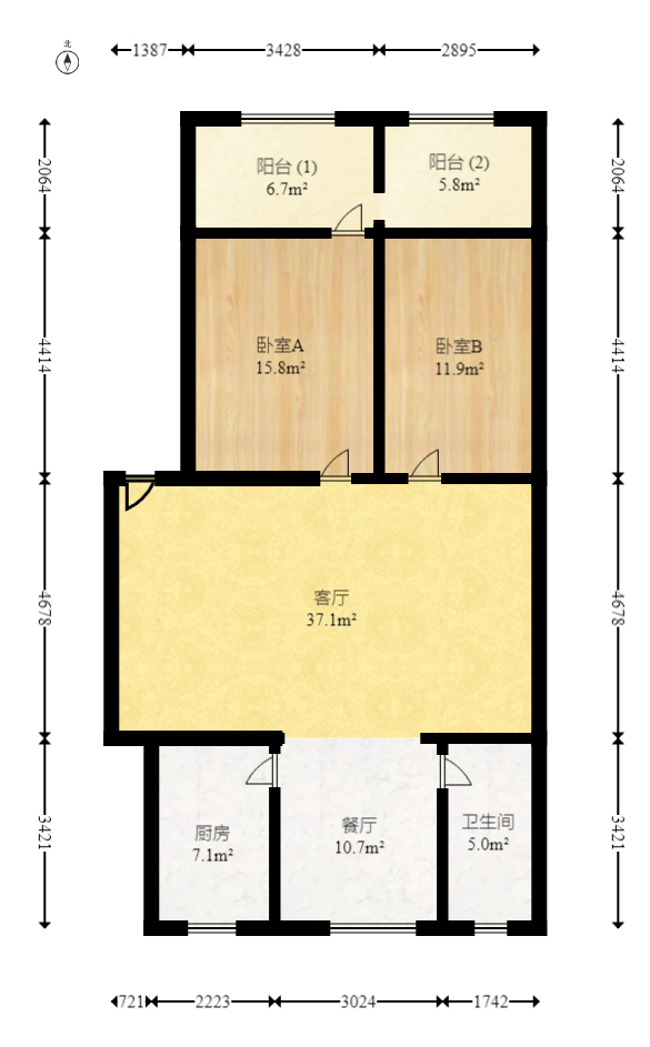 湘仪家园  3室2厅1卫   64.00万室内图1