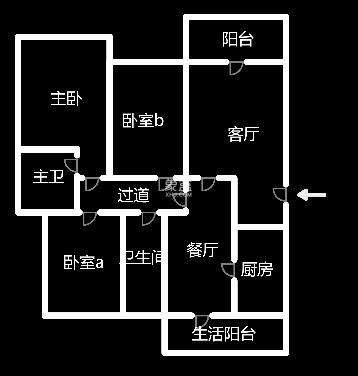 太一御江城  3室2厅2卫    71.8万室内图1