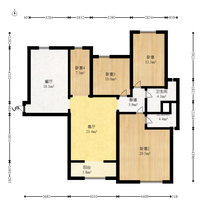 北京御园一二期（国泰嘉园）  3室2厅1卫   153.00万室内图1