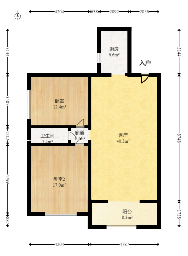 枫雅名苑  2室2厅2卫   129.50万室内图1