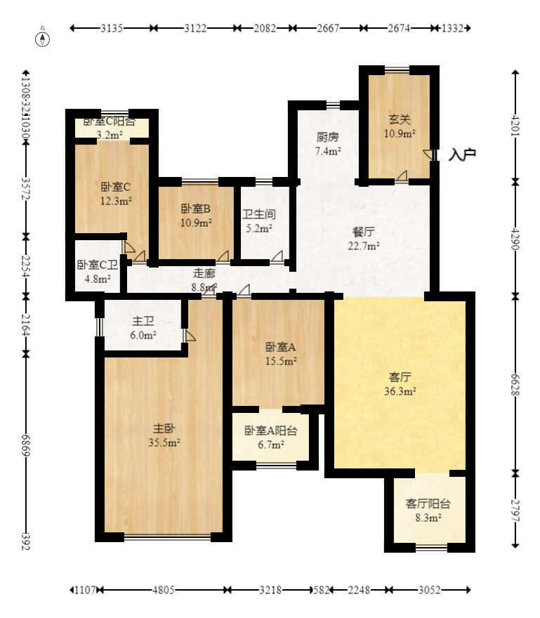 中建芙蓉和苑  4室2厅1卫   368.00万室内图1